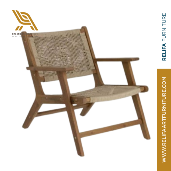 Geralda Acacia Wood Armchair with Dark Finish – Rattan Outdoor Lounge Chair PT Relifa Art Furniture Teak Outdoor Furniture Indonesia