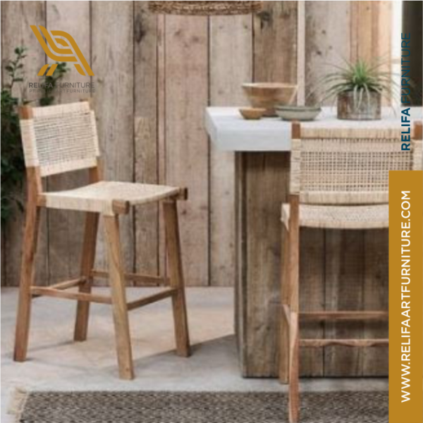 Rattan Barstool with Backrest – Perfect for Cafes and Bars PT Relifa Art Furniture Teak Outdoor Furniture Indonesia