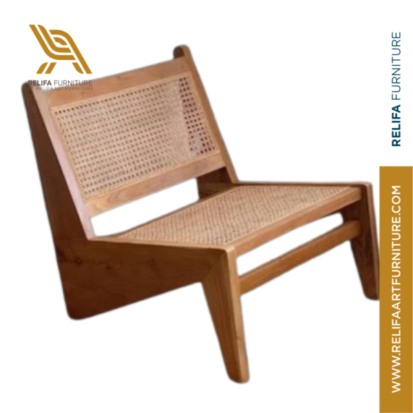 Solid Wood Rattan Chair – Cream Single Armchair for Living Room PT Relifa Art Furniture Teak Outdoor Furniture Indonesia