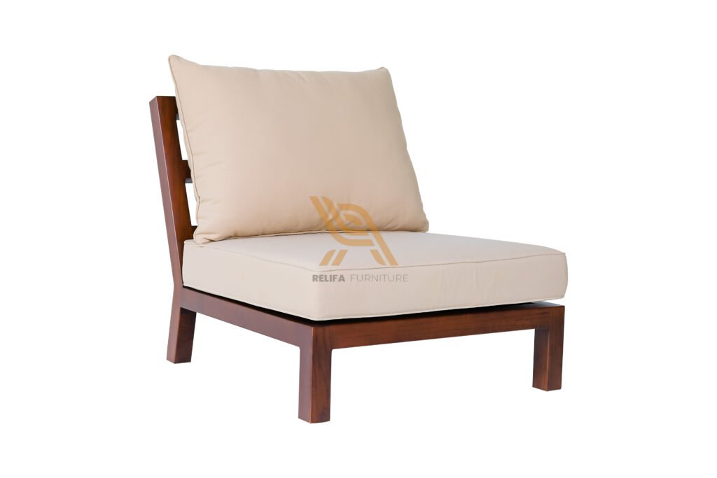 Luxury Grade A Teak Modular Armless Lounge Chair with Premium All-Weather Cushions for High-End Outdoor Living.
