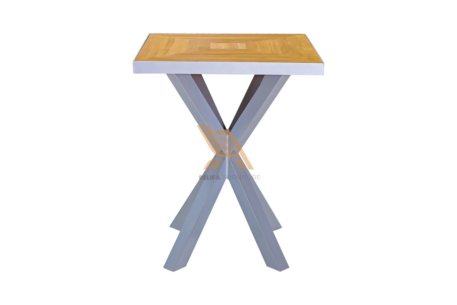 Outdoor Square Bar Table with Metal Base – Modern Teak Top for Patio & Garden Use PT Relifa Art Furniture Teak Outdoor Furniture Indonesia Outdoor Square Bar Table with Metal Base – Modern Teak Top for Patio & Garden Use PT Relifa Art Furniture Teak Outdoor Furniture Indonesia