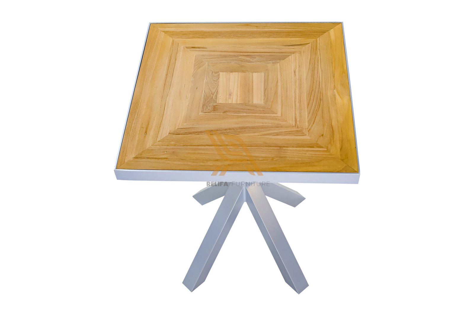 Outdoor Square Bar Table with Metal Base – Modern Teak Top for Patio & Garden Use PT Relifa Art Furniture Teak Outdoor Furniture Indonesia Outdoor Square Bar Table with Metal Base – Modern Teak Top for Patio & Garden Use PT Relifa Art Furniture Teak Outdoor Furniture Indonesia