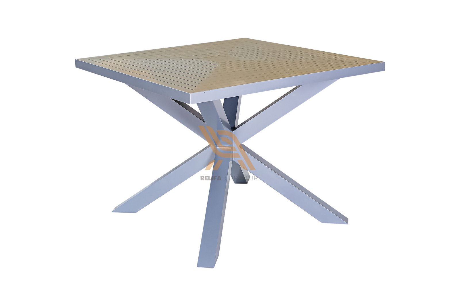 Modern Living Room Table – Square or Console Table with Metal Base and Teak Top Modern Living Room Table – Square or Console Table with Metal Base and Teak Top