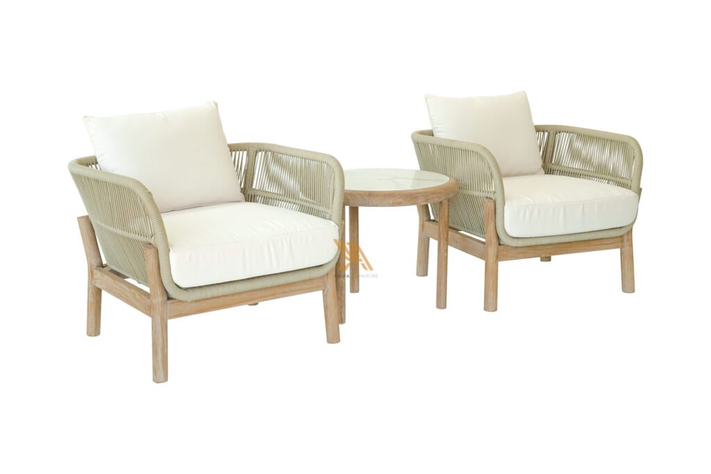 3-Piece Roped Teak Patio O PT Relifa Art Furniture Teak Outdoor Furniture Indonesia