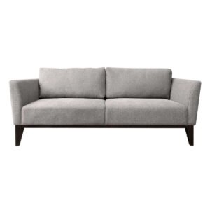 Minimalist 3 Seater Sofa with Light Gray Upholstery & Dark Tapered Wooden Legs – Modern Luxury Couch